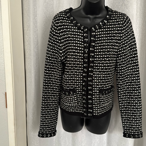 WHBM-WHITE HOUSE BLACK MARKET JEWELED KNIT CARDIGAN JACKET SZ: S - Picture 1 of 14